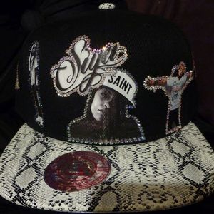 NWT Custom "SIYA" Swarovski Snakeskin Snapback Hat Cap